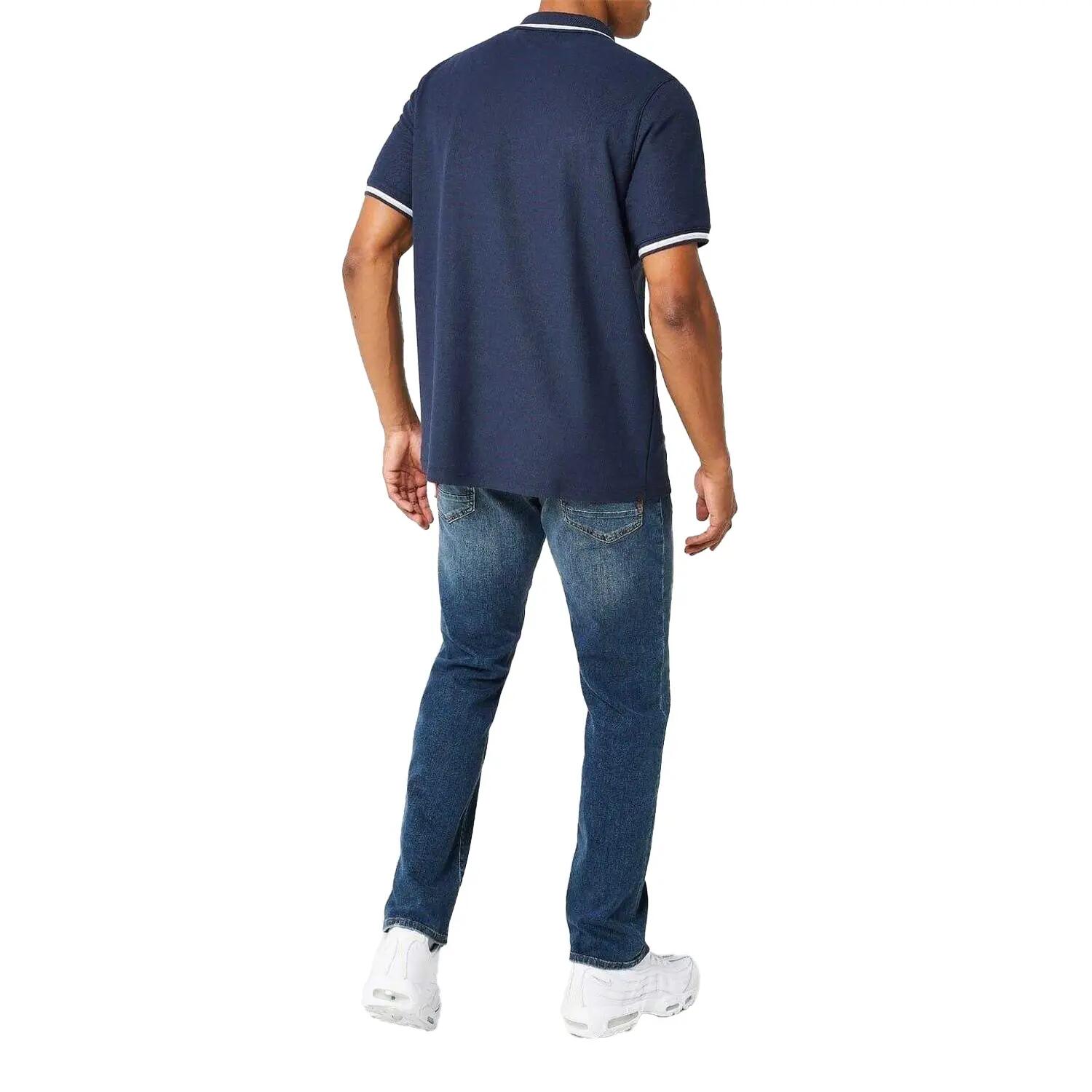Polo Motif/style Rayure Contrastée Sur Bord Homme (Bleu Marine) 4/4