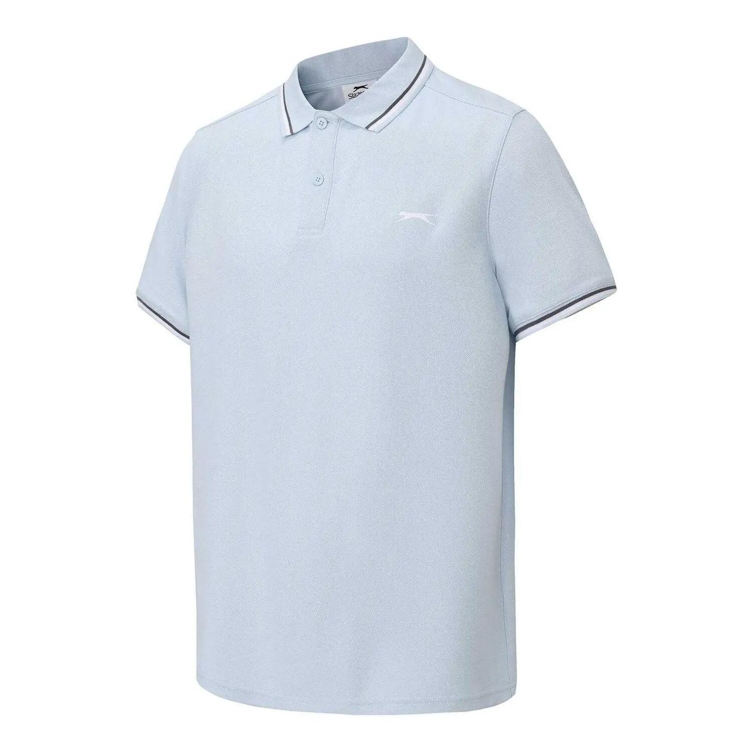 Mens Contrast Tipped Polo Shirt (Light Blue) 3/4