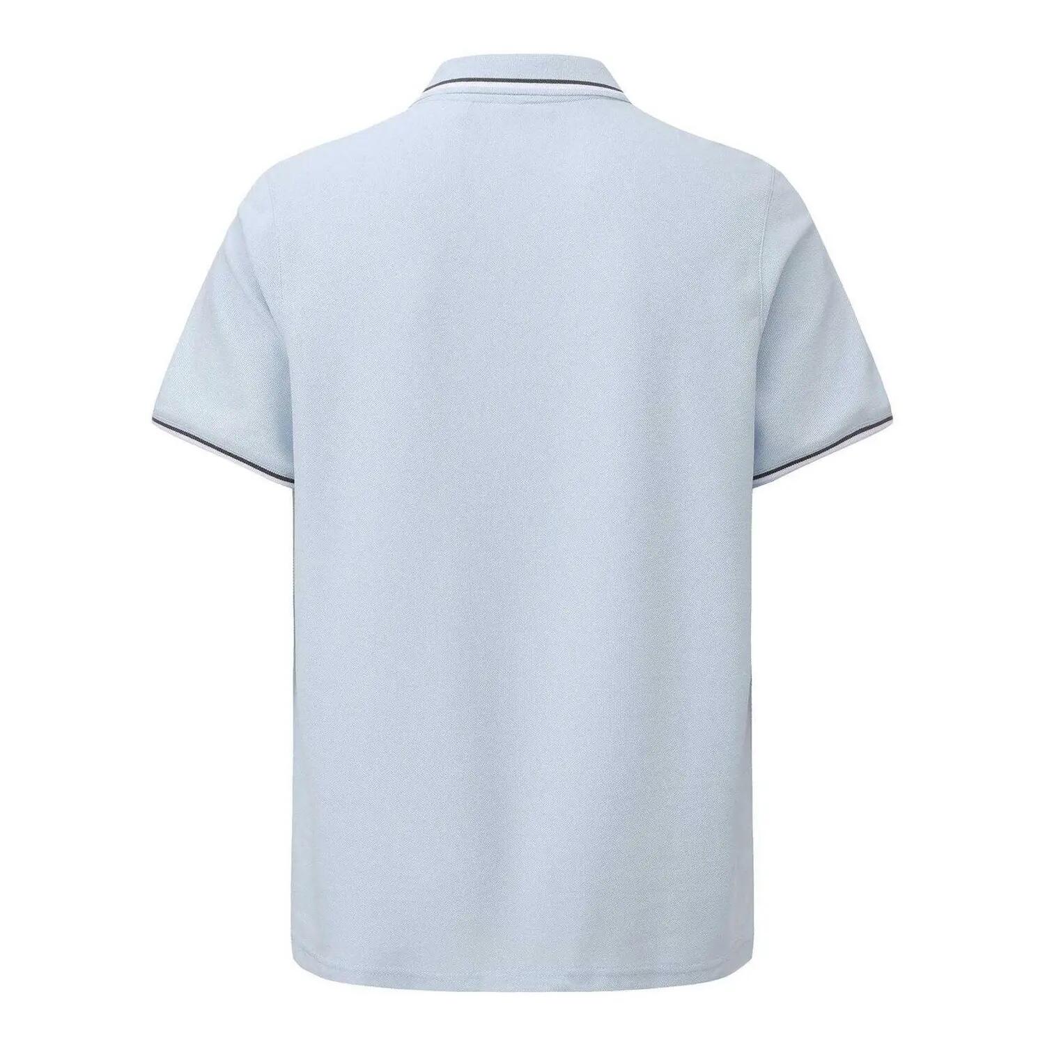Mens Contrast Tipped Polo Shirt (Light Blue) 2/4