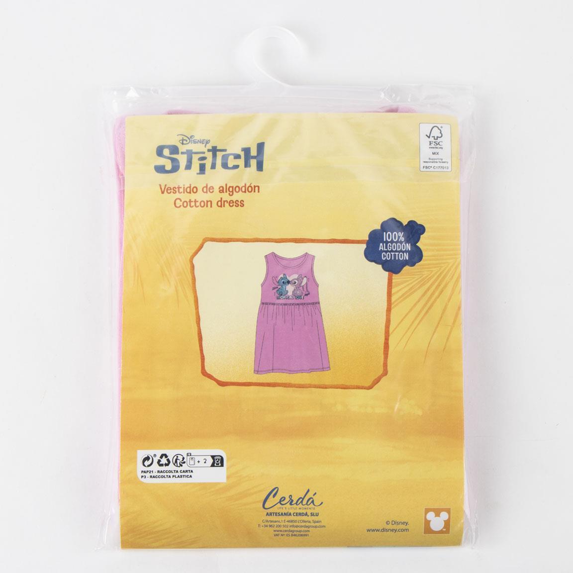 Vestito da bambina Stitch, senza maniche in jersey di cotone, rosa chiaro 6/6