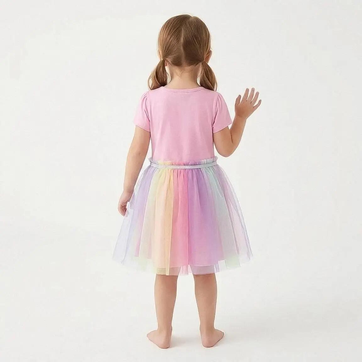 Abito da bambina Care Bears in jersey con tulle rosa chiaro multicolore 6/7