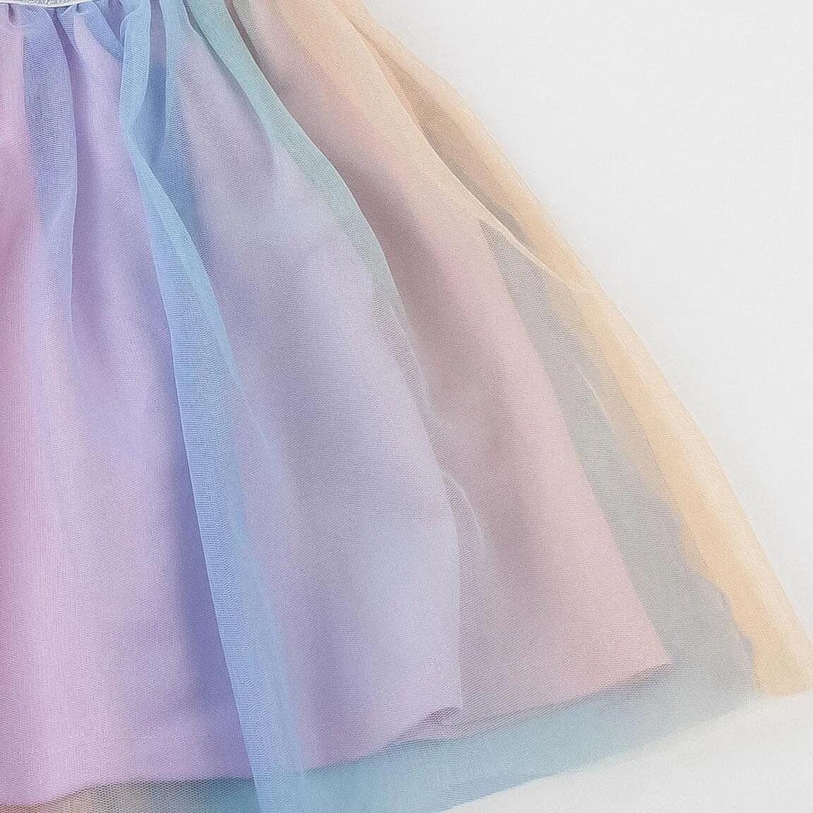 Abito da bambina Care Bears in jersey con tulle rosa chiaro multicolore 4/7