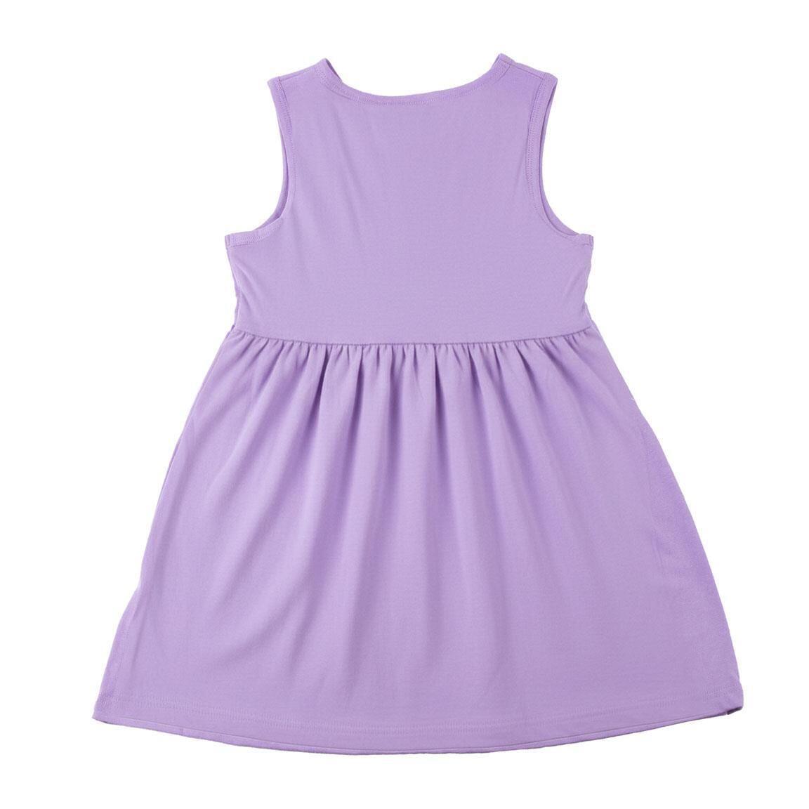 Vestido infantil sem mangas Dora a Aventureira em malha de algodão, roxo. 2/6