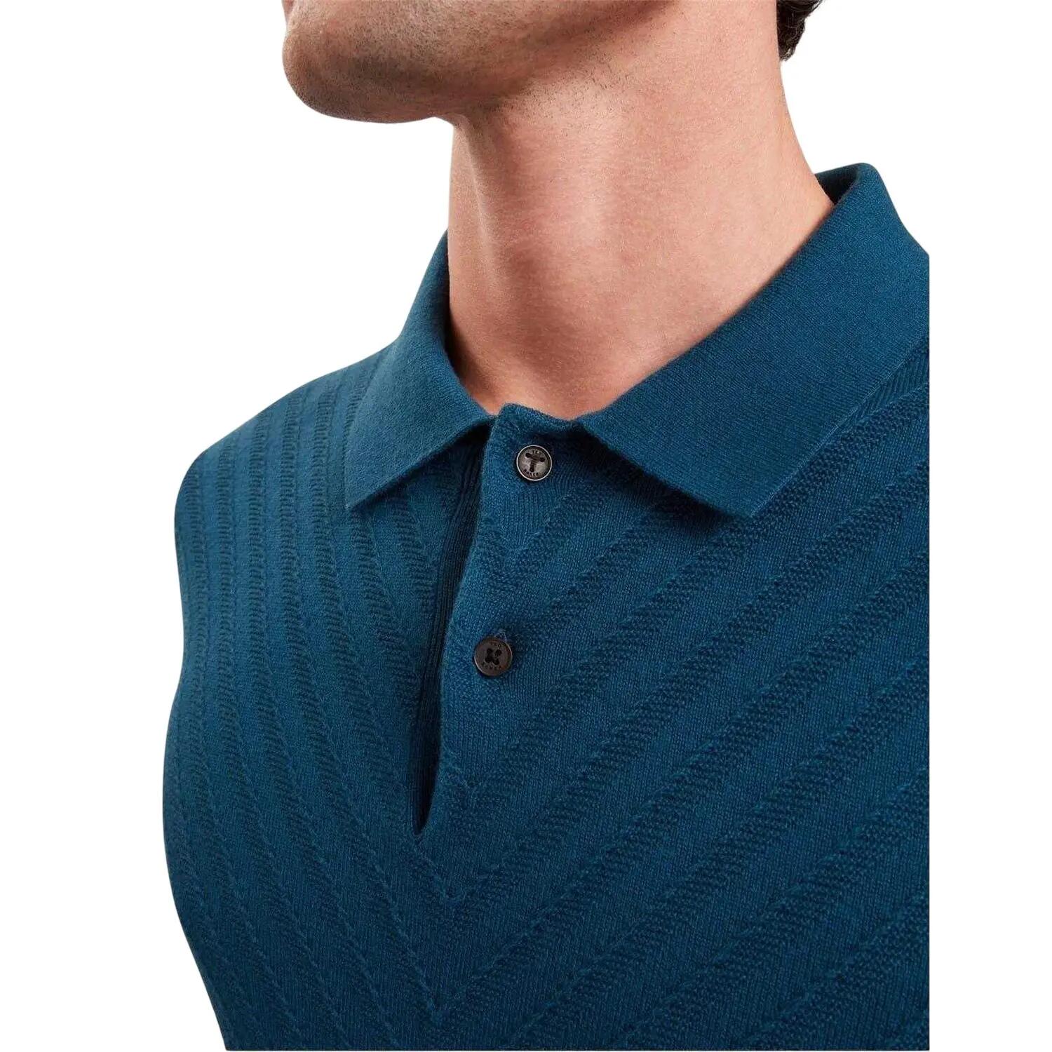 Polo Manches Courtes Motif/style Chevron Homme (Bleu Marine) 4/4