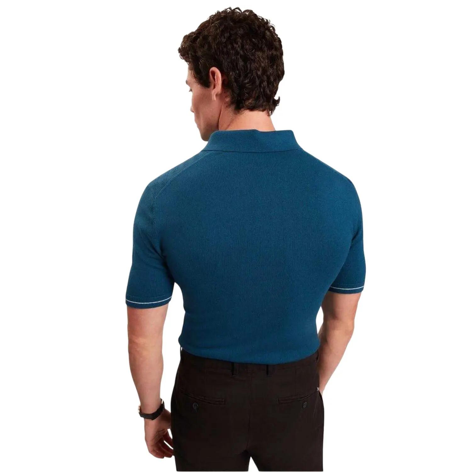 Polo Manches Courtes Motif/style Chevron Homme (Bleu Marine) 3/4