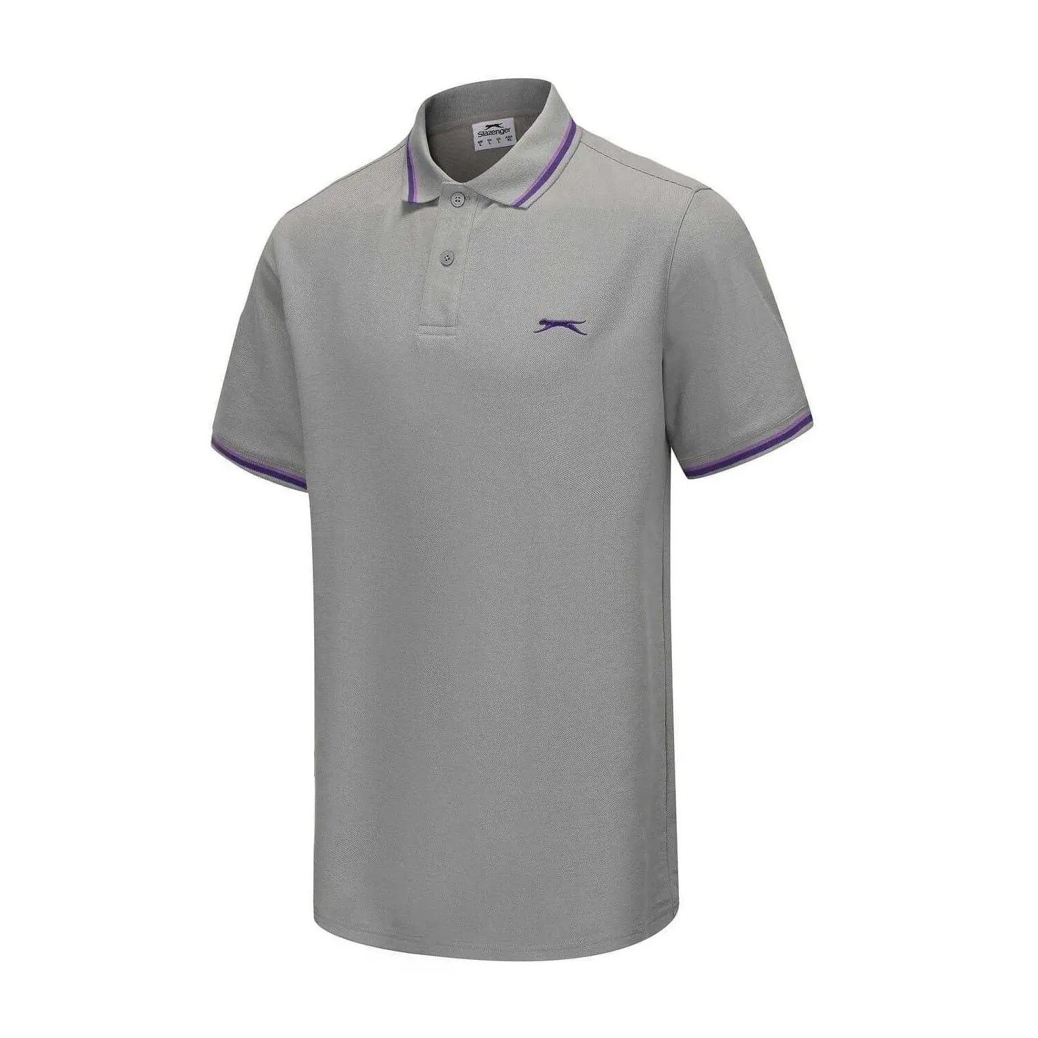 Maglietta Polo Con Punta A Contrasto Uomo Slazenger Grigio Chiaro 3/4