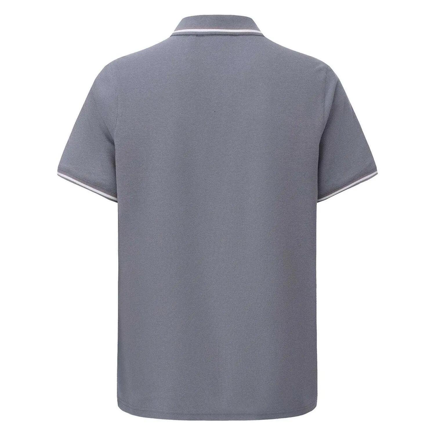 Mens Contrast Tipped Polo Shirt (Slate Grey) 2/3