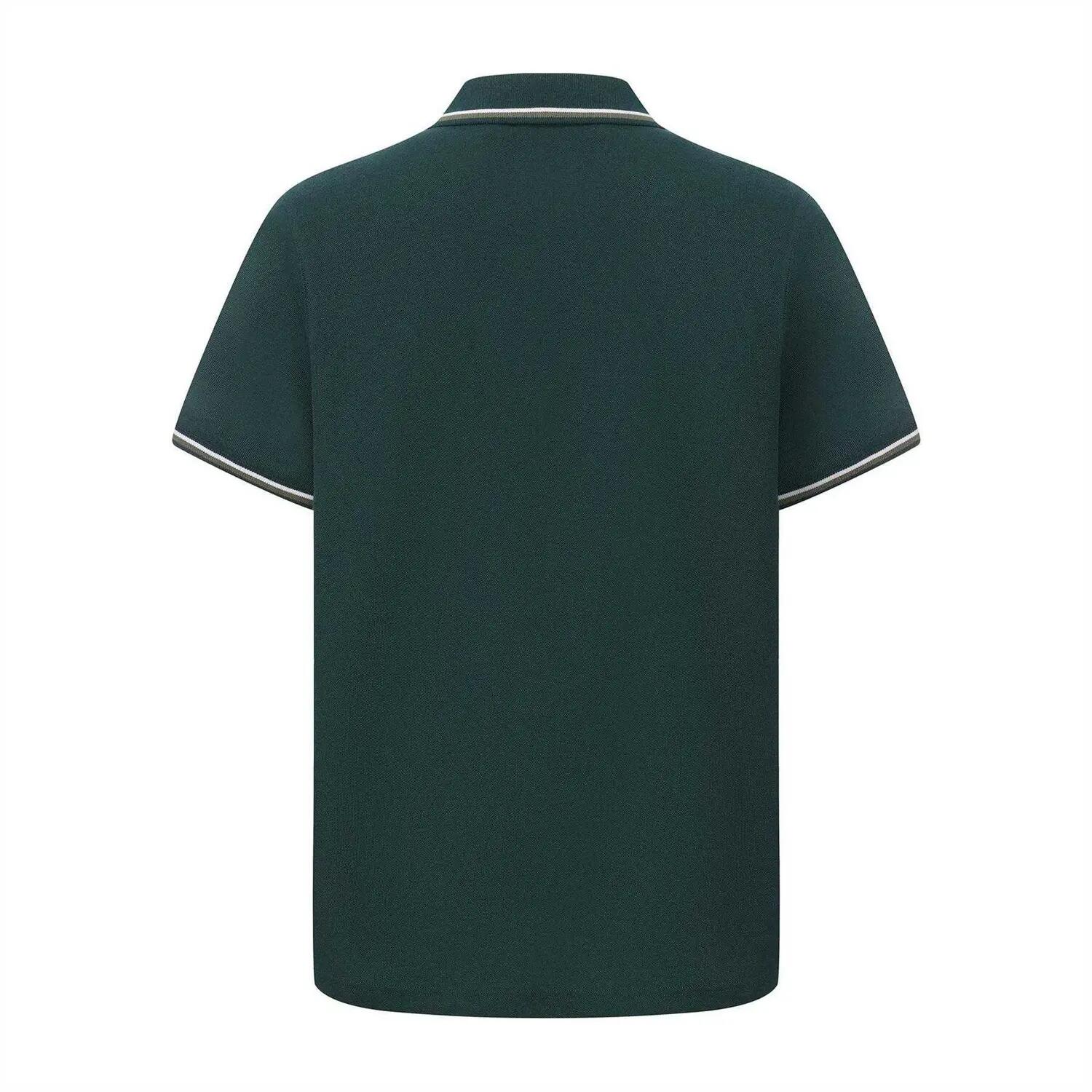 Polo Motif/style Rayure Contrastée Sur Bord Homme (Vert Clair) 2/4
