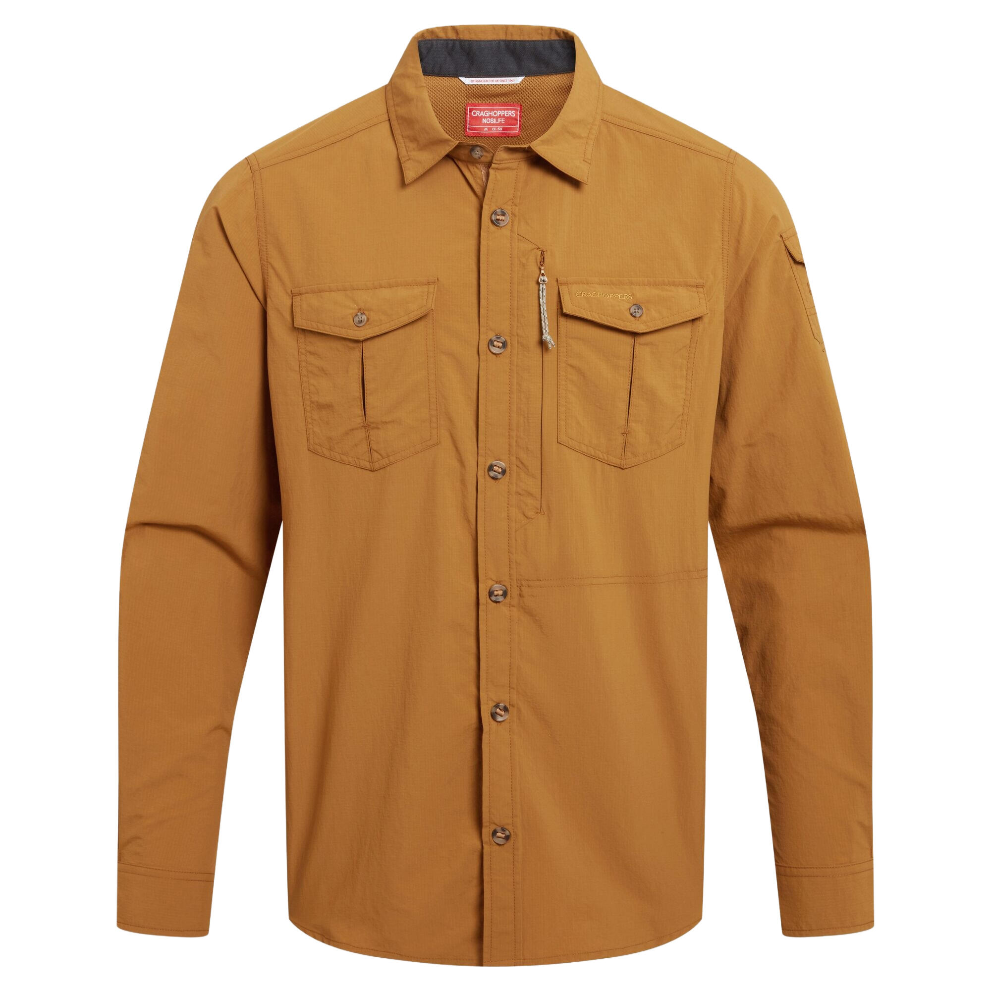 Chemise Unie Manches Longues ADVENTURE Homme (Marron Orange) 2/5