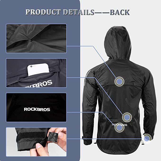 ROCKBROS Herren Regenjacke Fahrrad Regenmantel Windbreaker 3/6