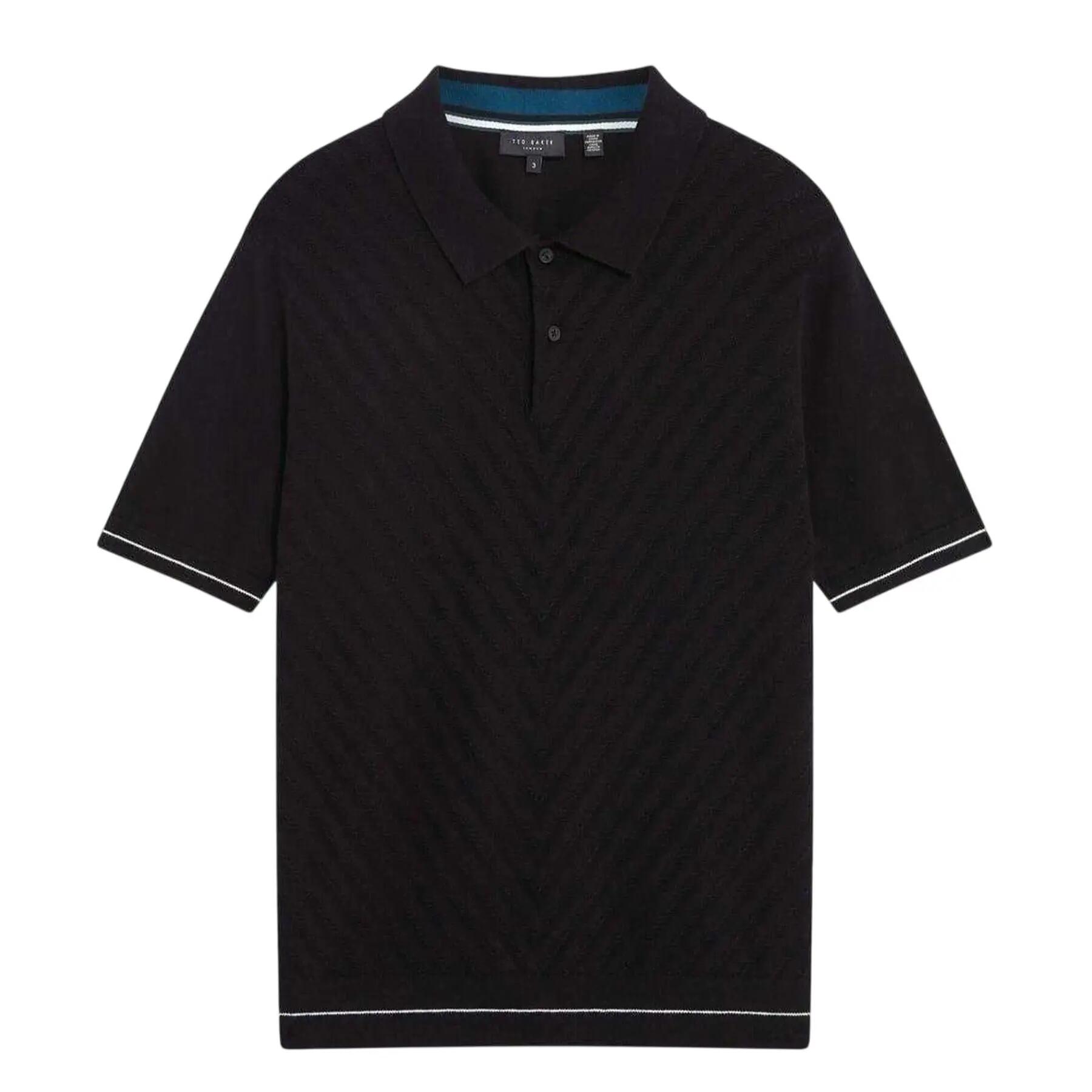 Mens Chevron Collared Polo Shirt (Black) 2/4