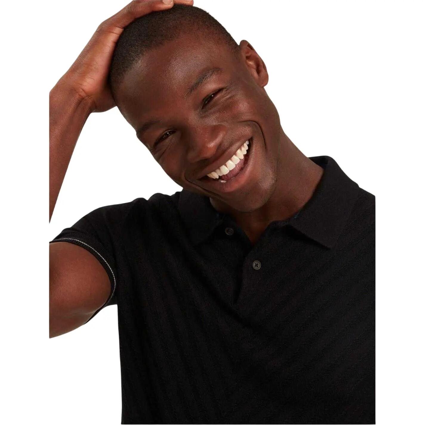 Mens Chevron Collared Polo Shirt (Black) 4/4