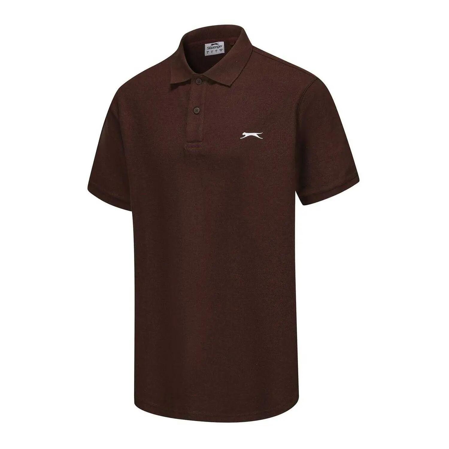 Maglietta Polo Logo Ricamato Uomo Slazenger Marrone Cioccolato 3/4