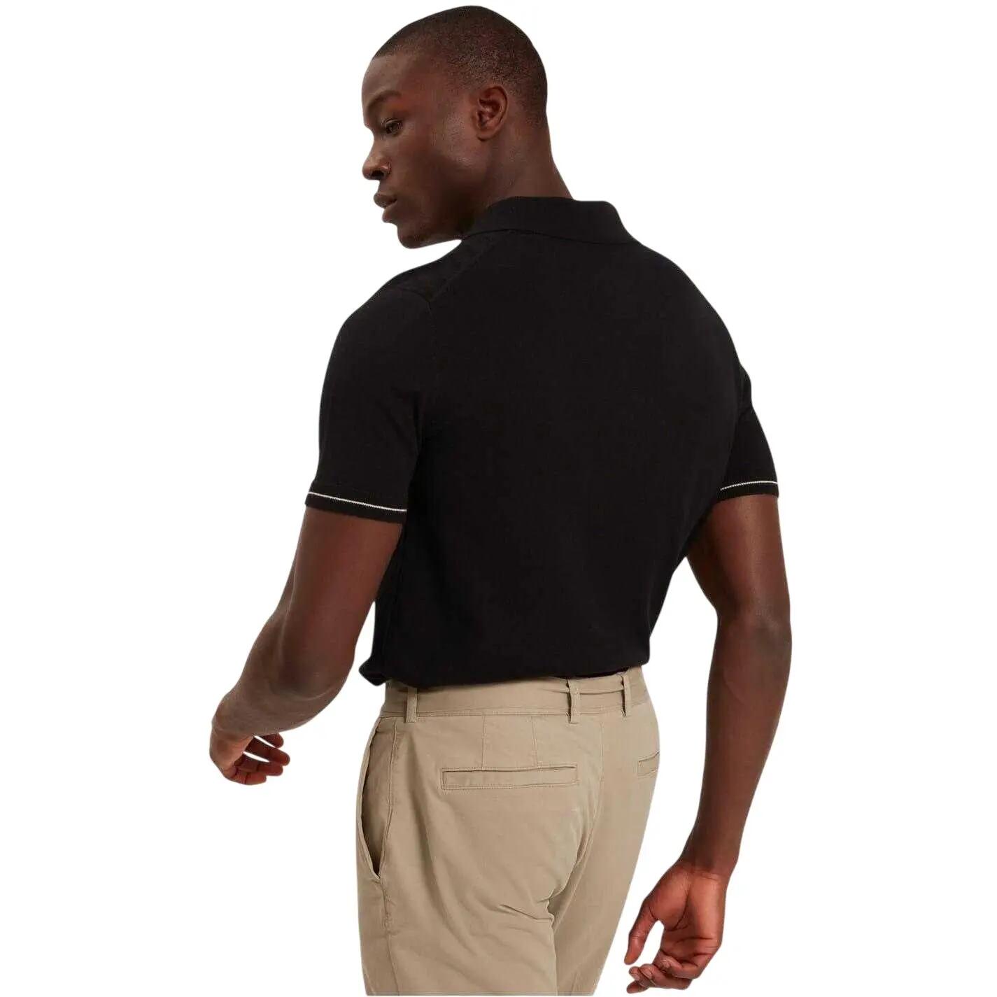 Mens Chevron Collared Polo Shirt (Black) 3/4