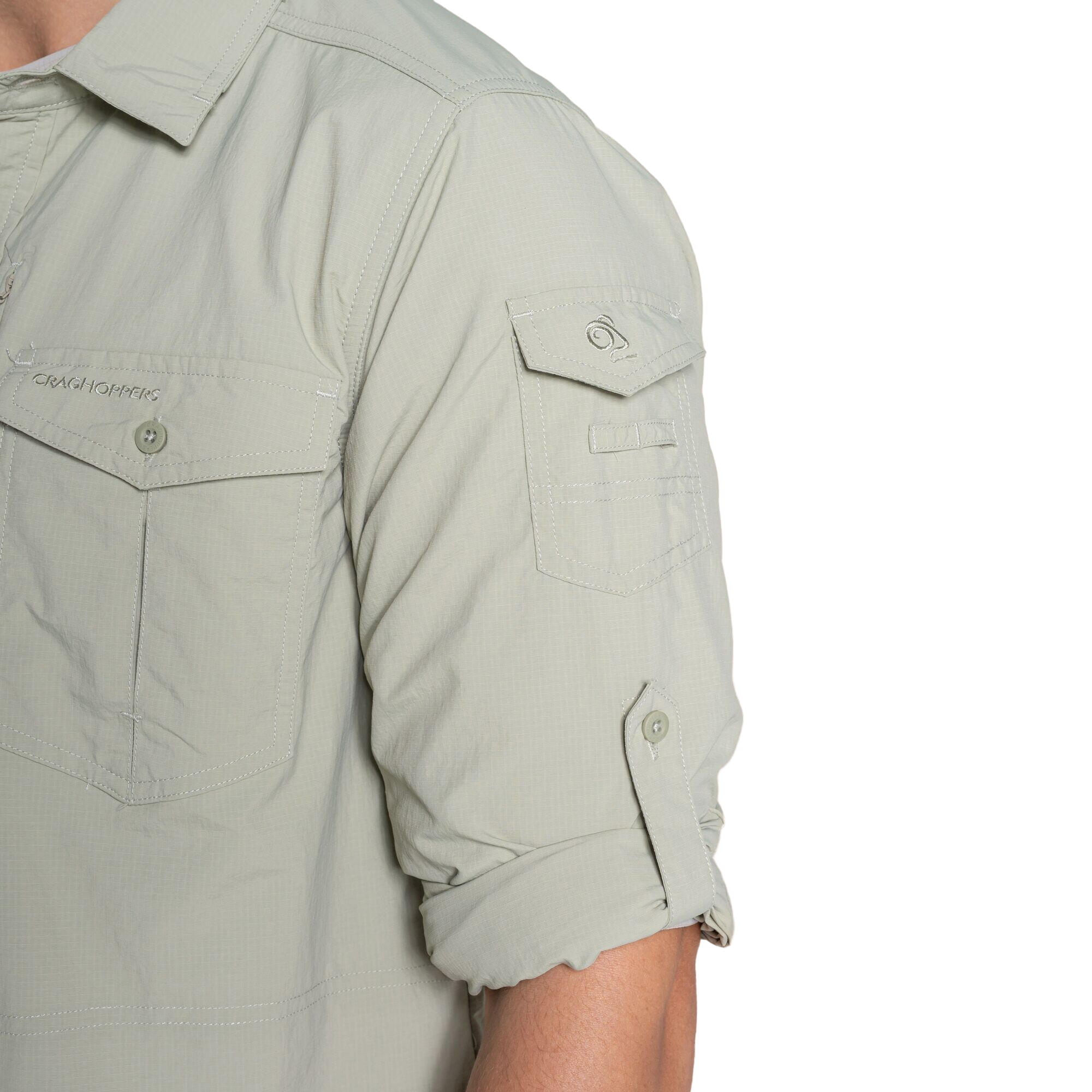 Chemise Unie Manches Longues ADVENTURE Homme (Beige Gris) 4/5