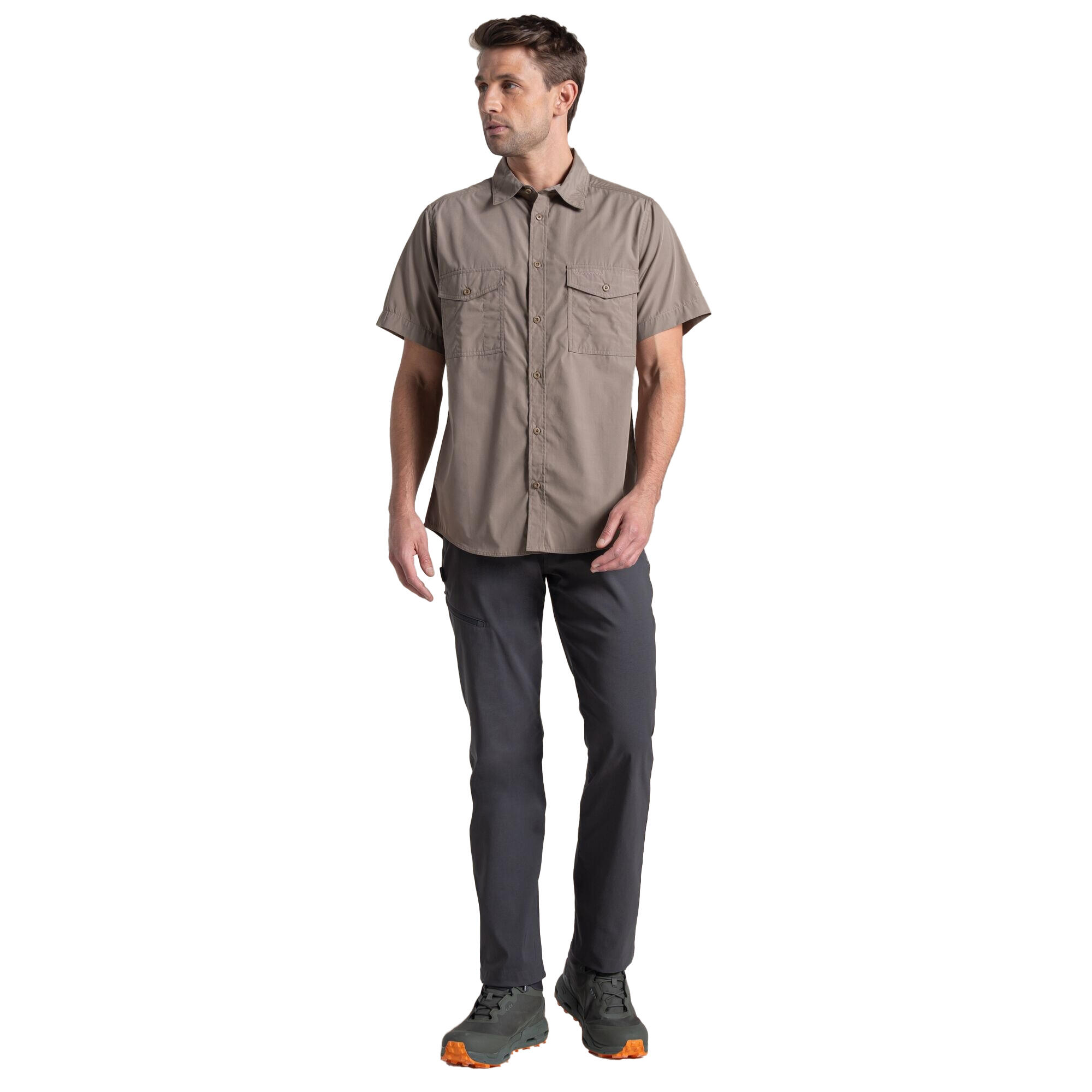 Chemise Unie Manches Courtes KIWI Homme (Marron Clair Gris) 4/5