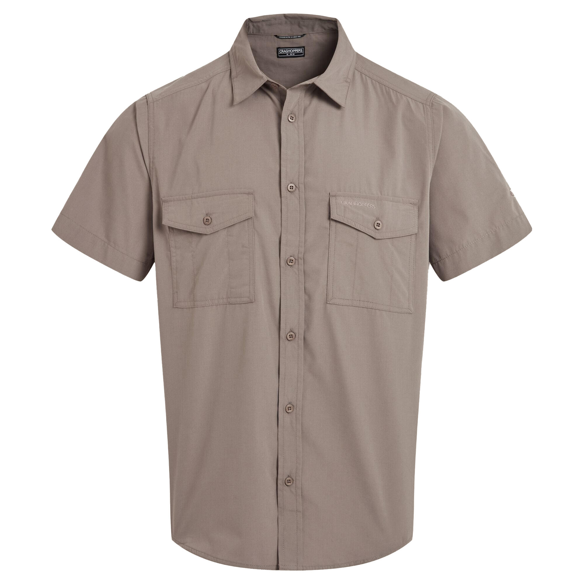Chemise Unie Manches Courtes KIWI Homme (Marron Clair Gris) 2/5