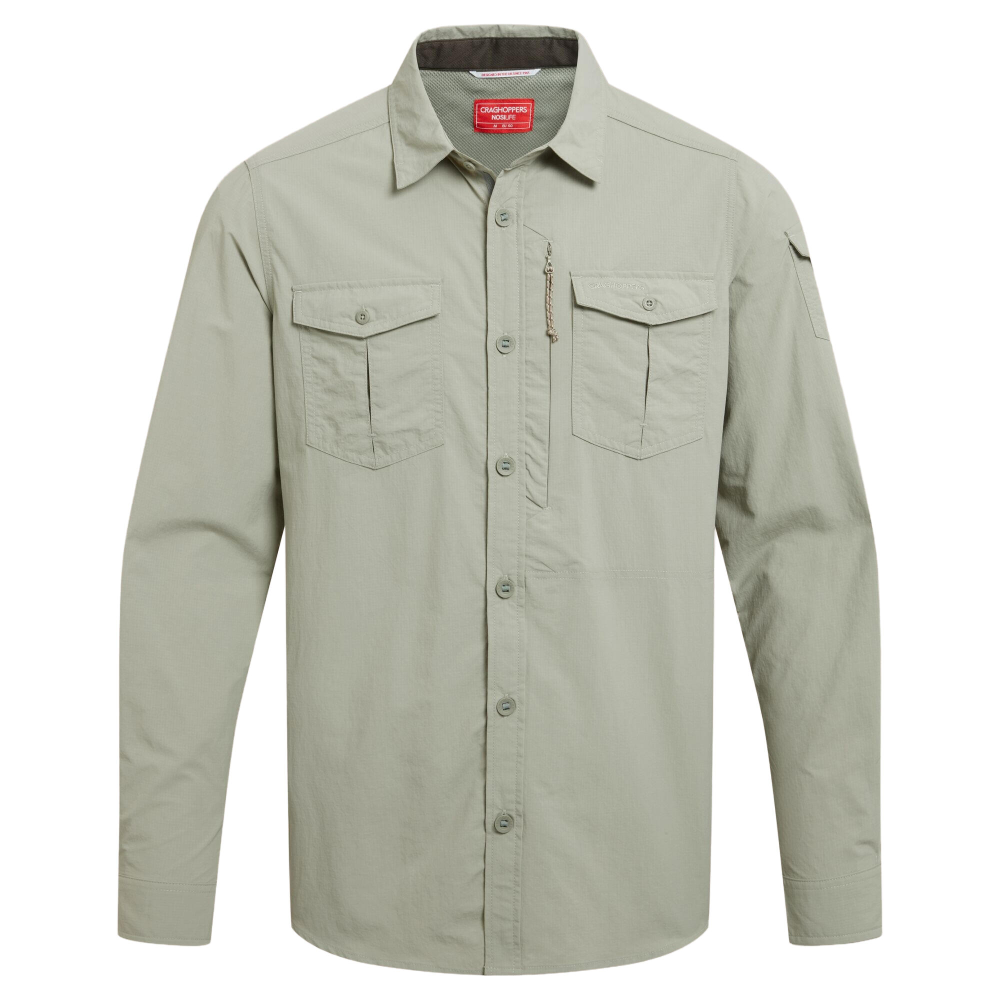 Chemise Unie Manches Longues ADVENTURE Homme (Beige Gris) 2/5