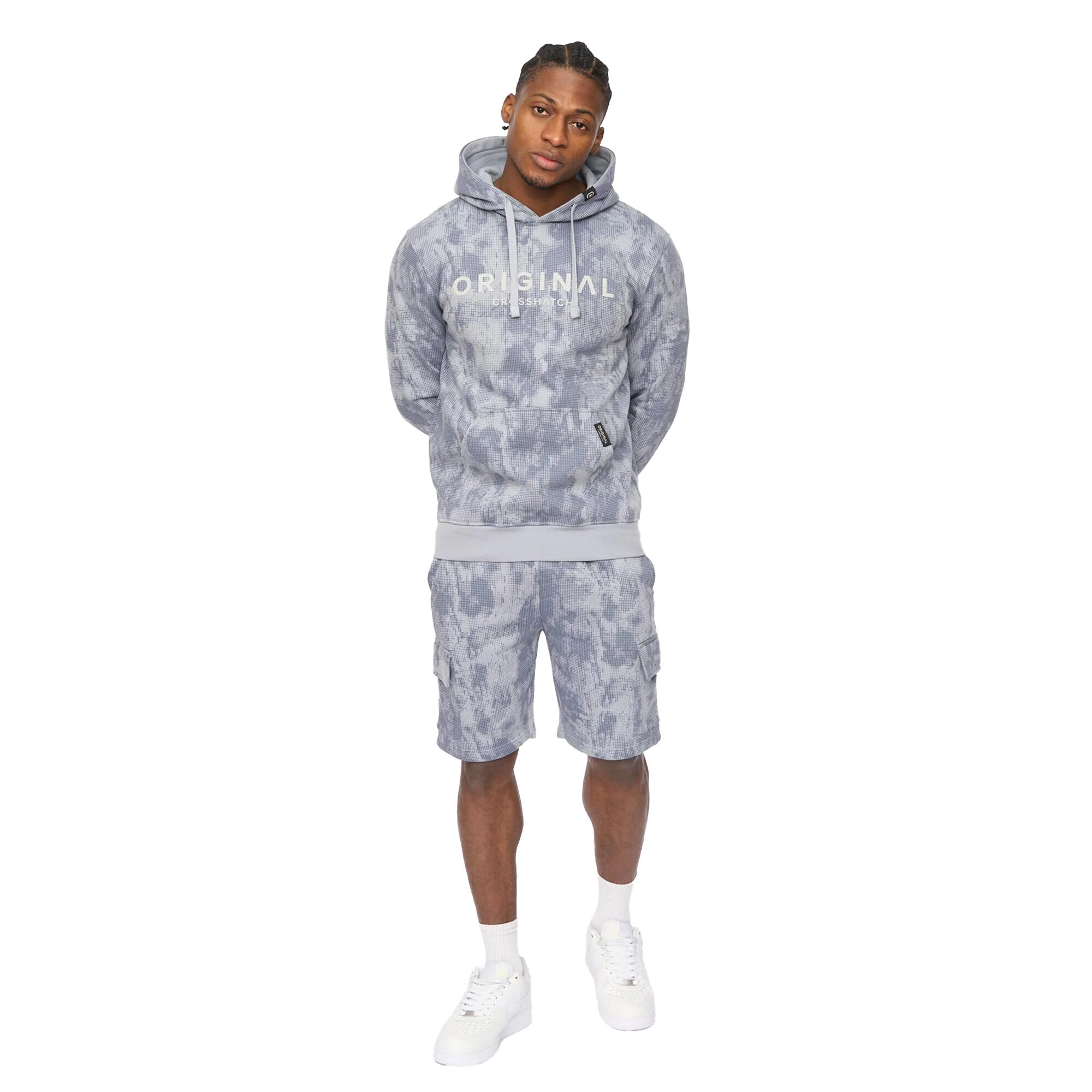 Felpa Con Cappuccio Uomo Crosshatch Bardon Grigio Blu 4/4