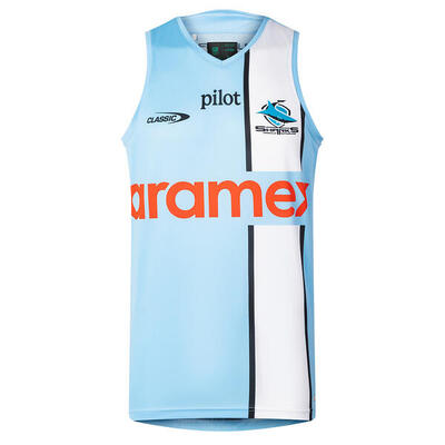 Sharks 2026 nrl pro training singlet lichtblauw