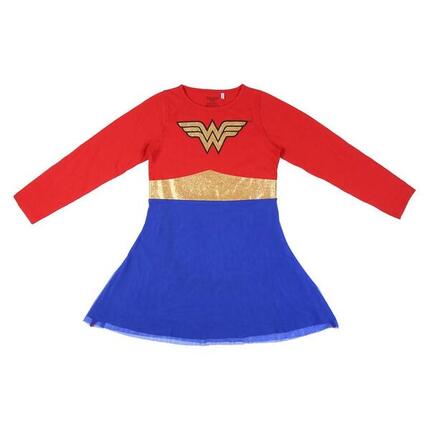 Robe Wonder Woman pour enfant en jersey avec tutu, manches longues, rouge et