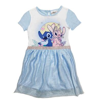 Kinderjurk stitch van jersey met tule lichtblauw