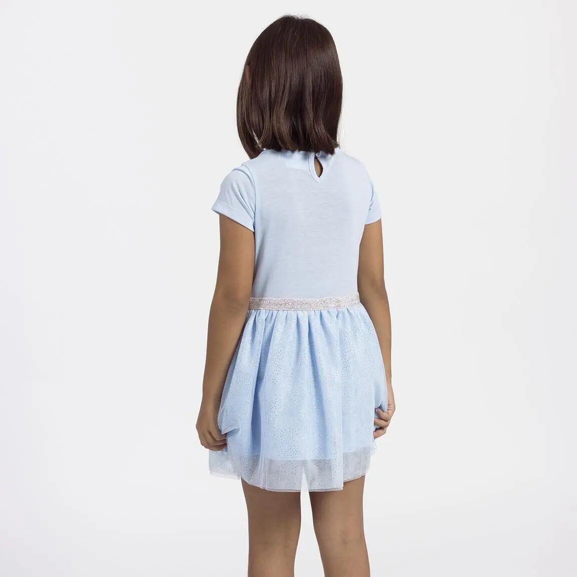Kinderjurk Stitch van jersey met tule lichtblauw 3/5