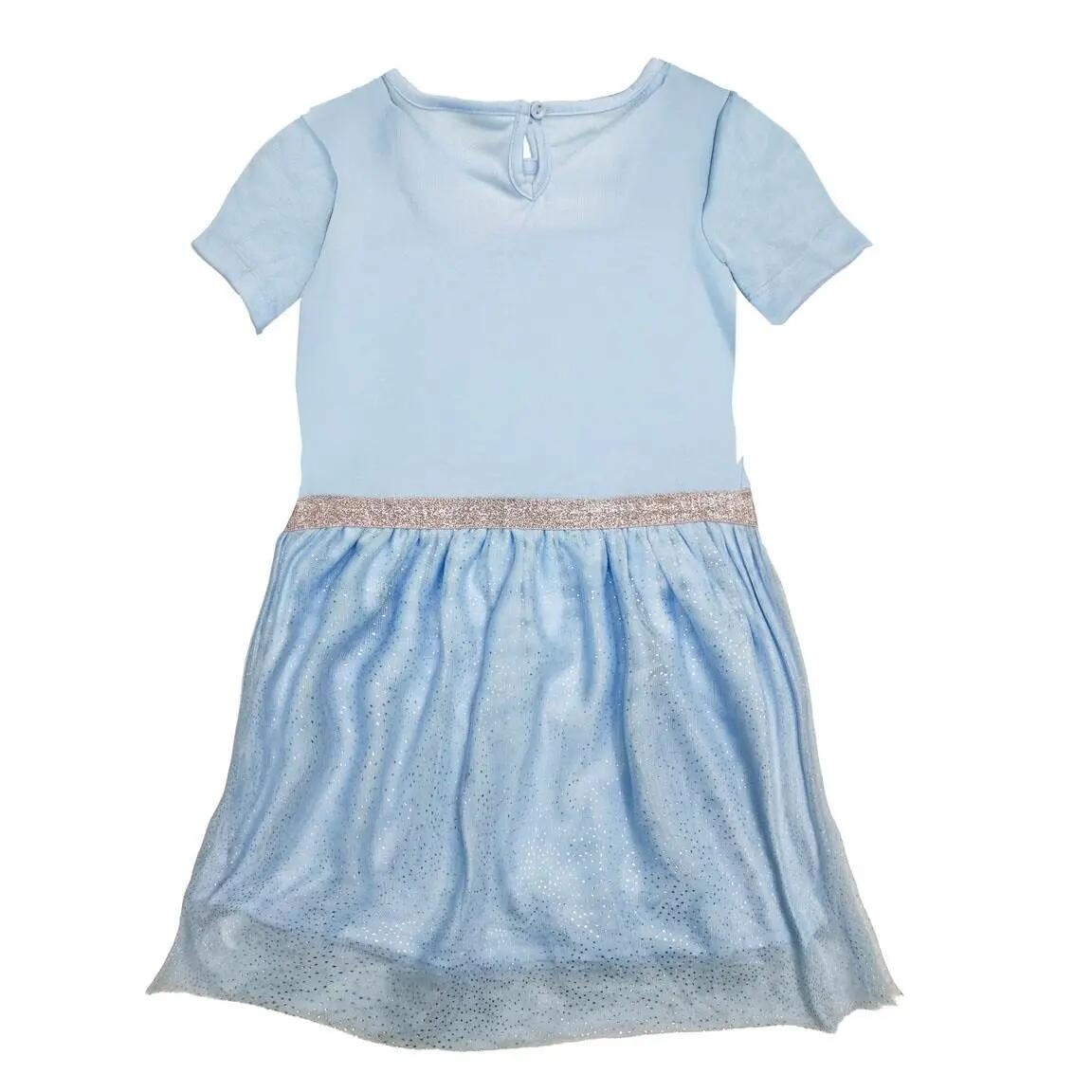 Kinderjurk Stitch van jersey met tule lichtblauw 2/5