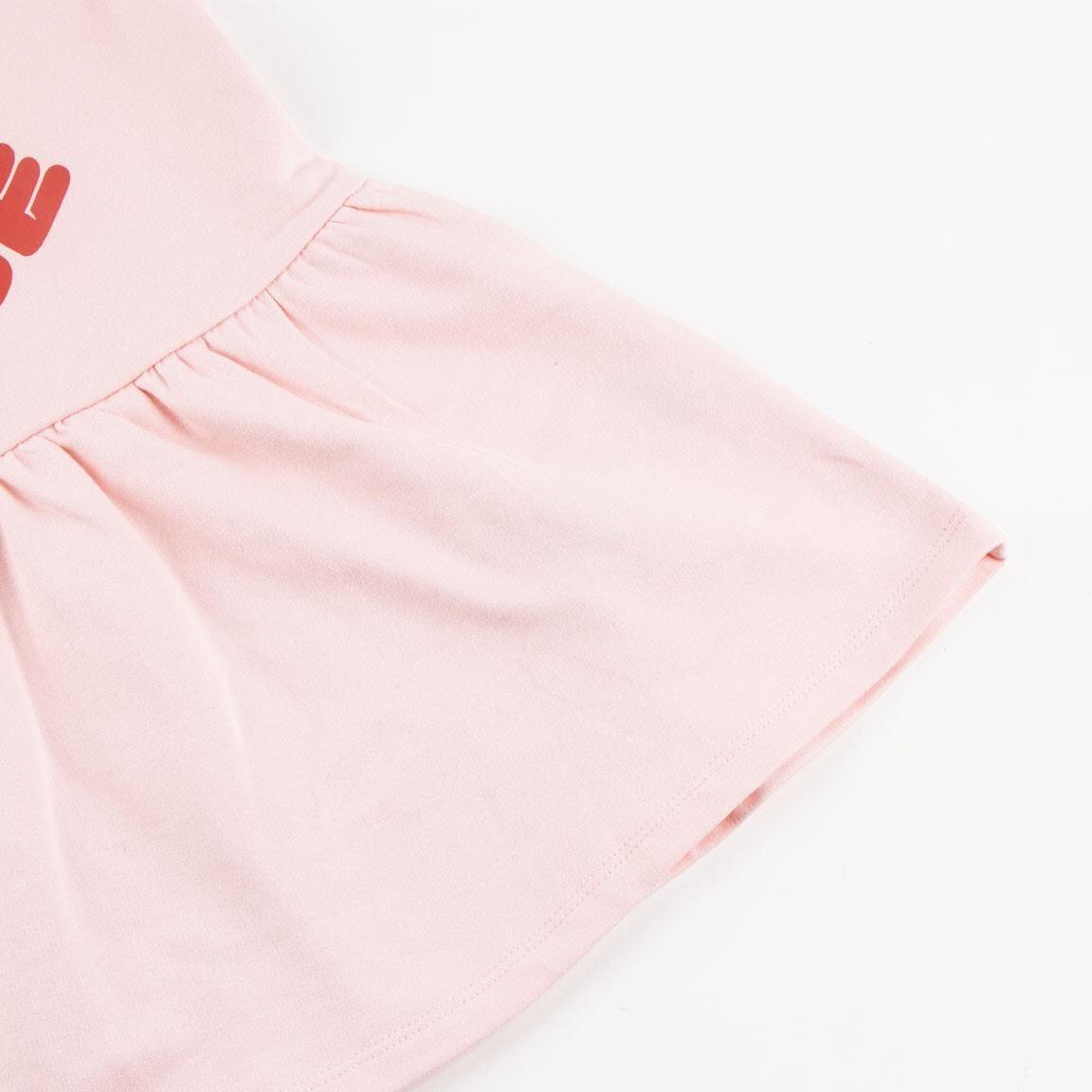 Vestido infantil da Minnie Mouse, em algodão felpudo, manga comprida, rosa. 4/4