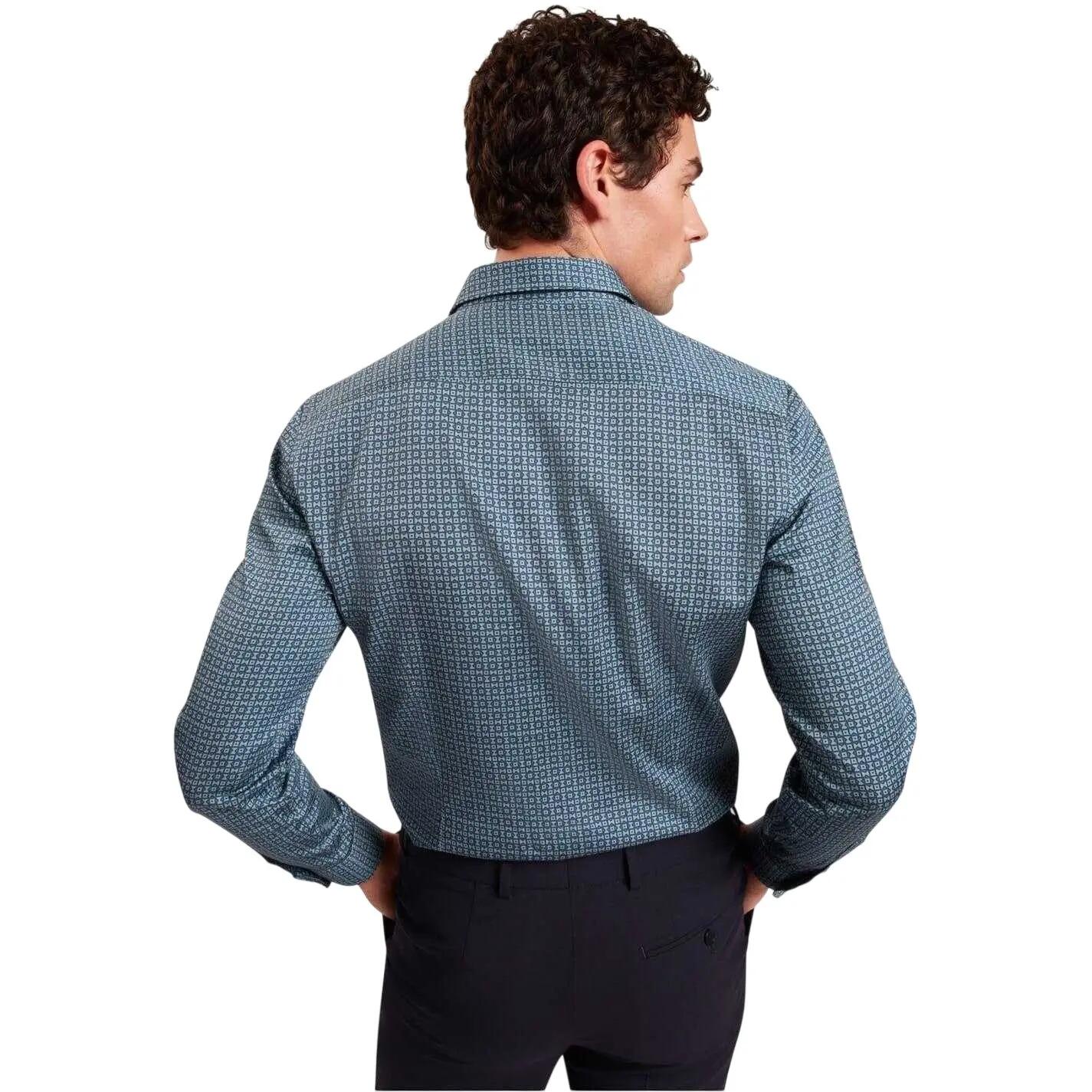 Mens Geometric LongSleeved Shirt (Navy) 3/4