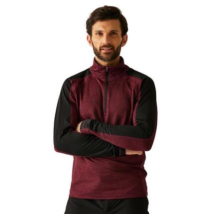 Heren Hepley Half Zip Fleecejack (Donker kastanjebruin/zwart)