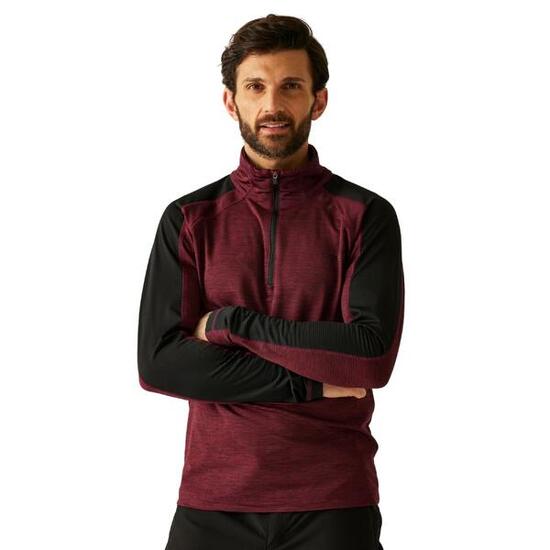 Heren Hepley Half Zip Fleecejack (Donker kastanjebruin/zwart)
