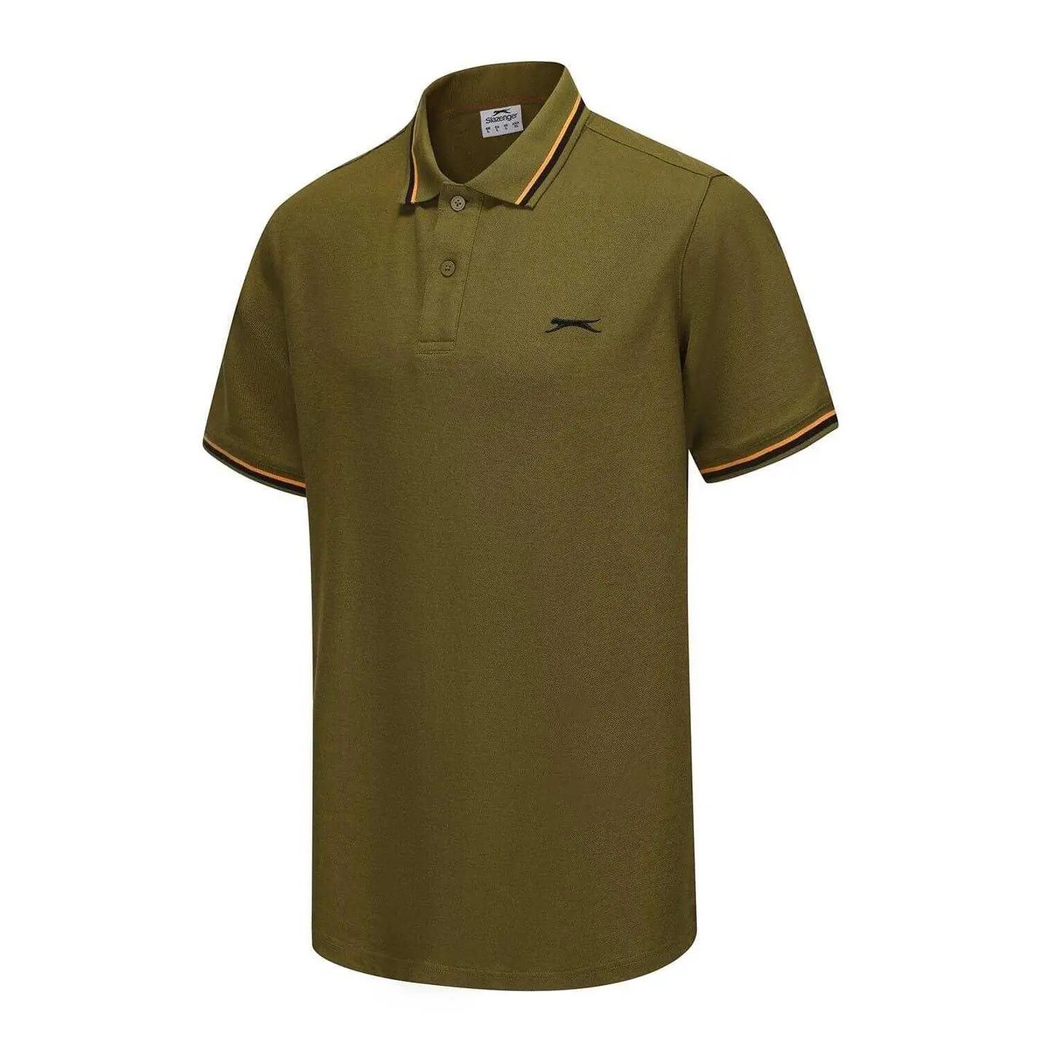 Maglietta Polo Con Punta A Contrasto Uomo Slazenger Kaki 3/4