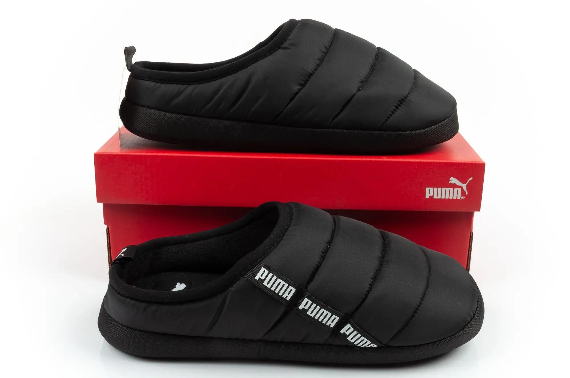 PUMA Unisex Scuff Slippers - Black-White 7/9