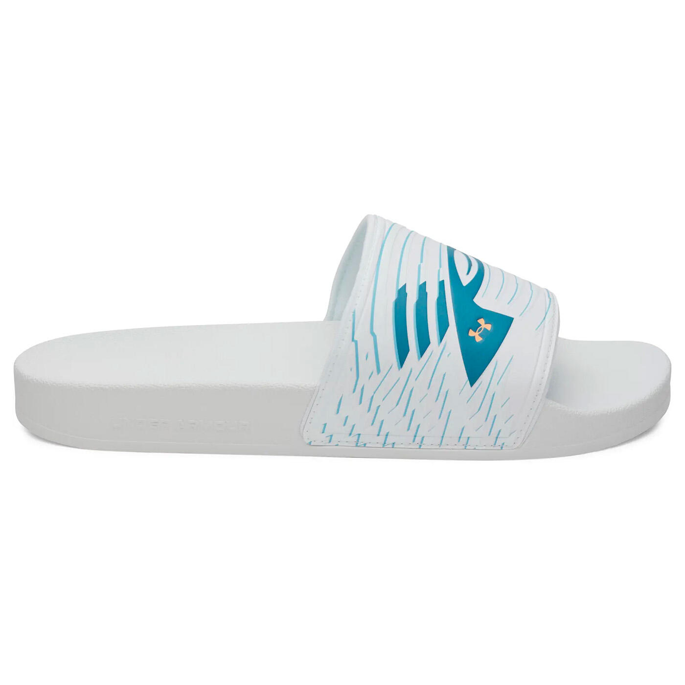 Chanclas Under Armour Blancas y Azules 3/5