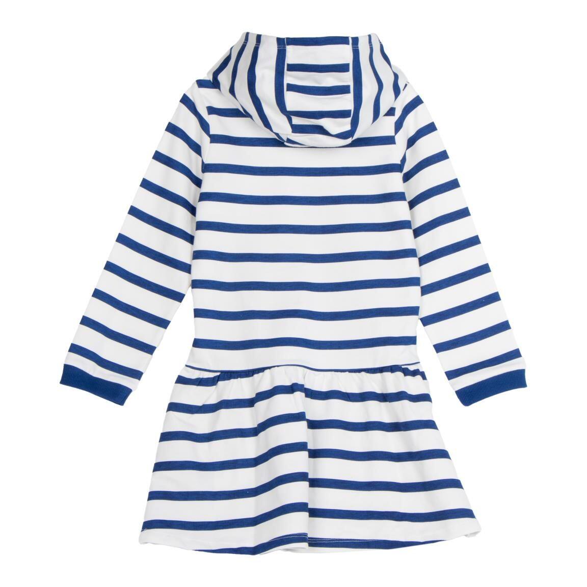 Vestido infantil Hello Kitty em algodão felpudo francês com listras azuis e 2/4