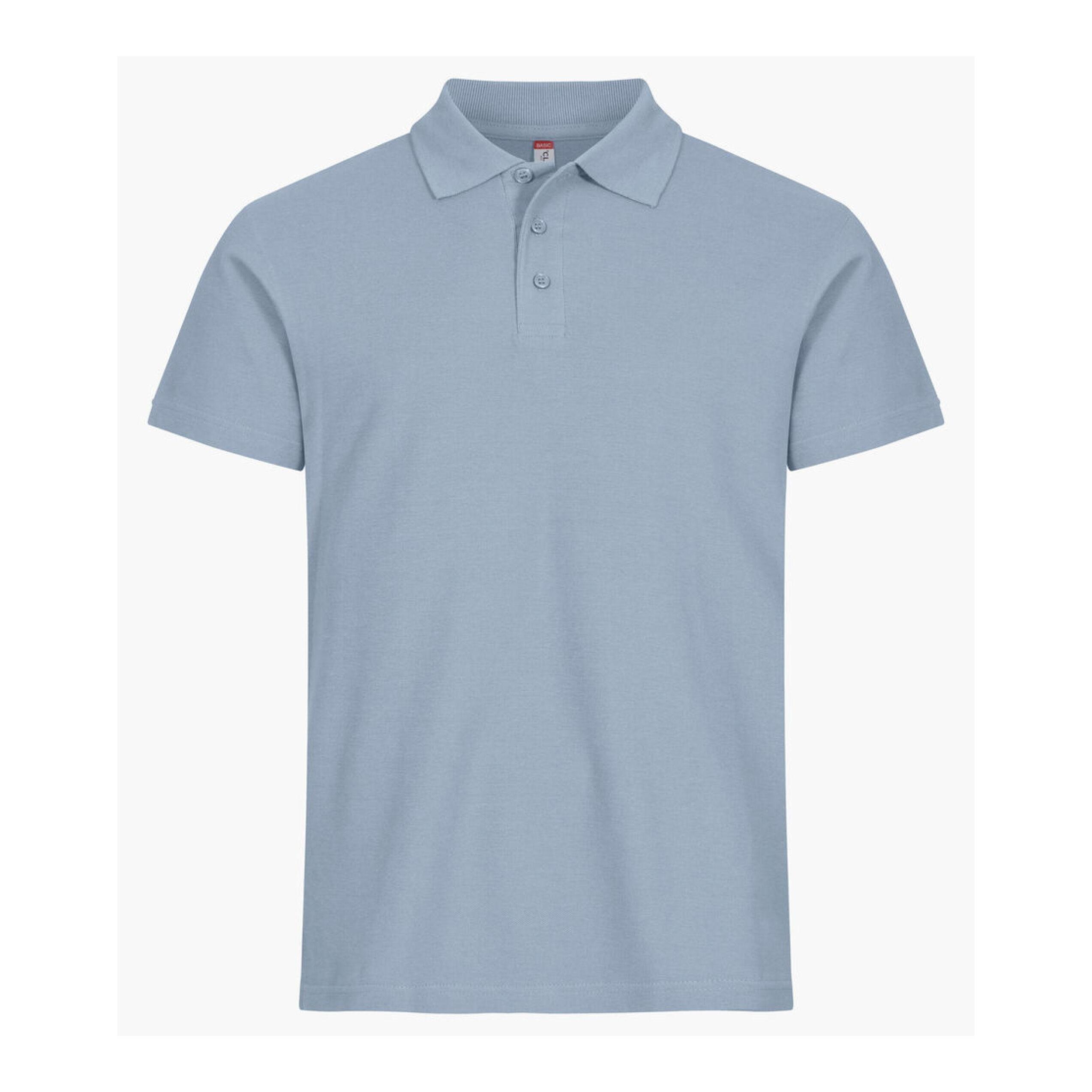 Mens Basic Melange Polo Shirt (Soft Blue) 2/5