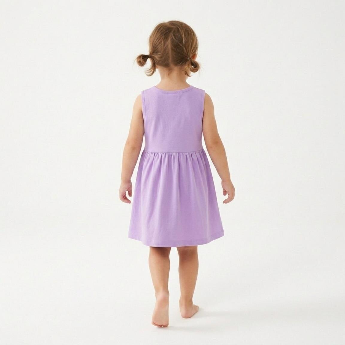 Vestido infantil sem mangas Dora a Aventureira em malha de algodão, roxo. 5/6