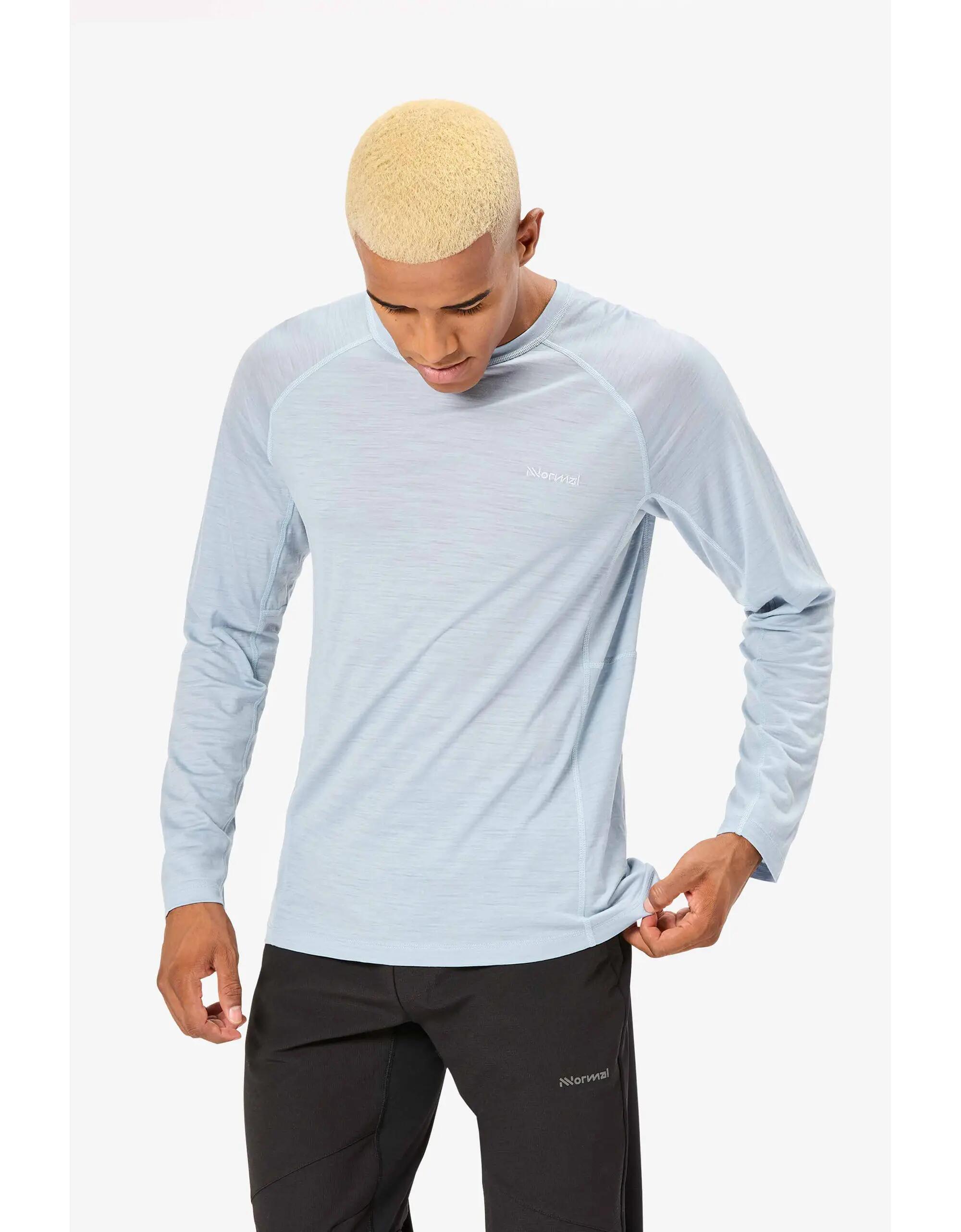 Vêtements T-shirt manches longues en laine mérinos de Trail Running Homme 3/4