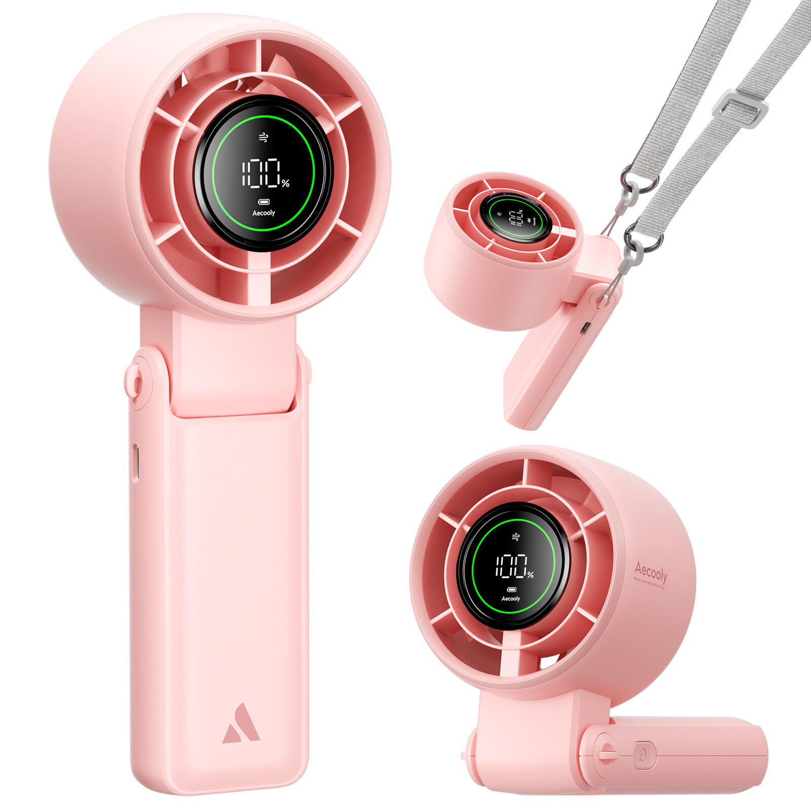 Tragbarer handventilator - kompakt, leicht - halo 02 - rosa 3/3