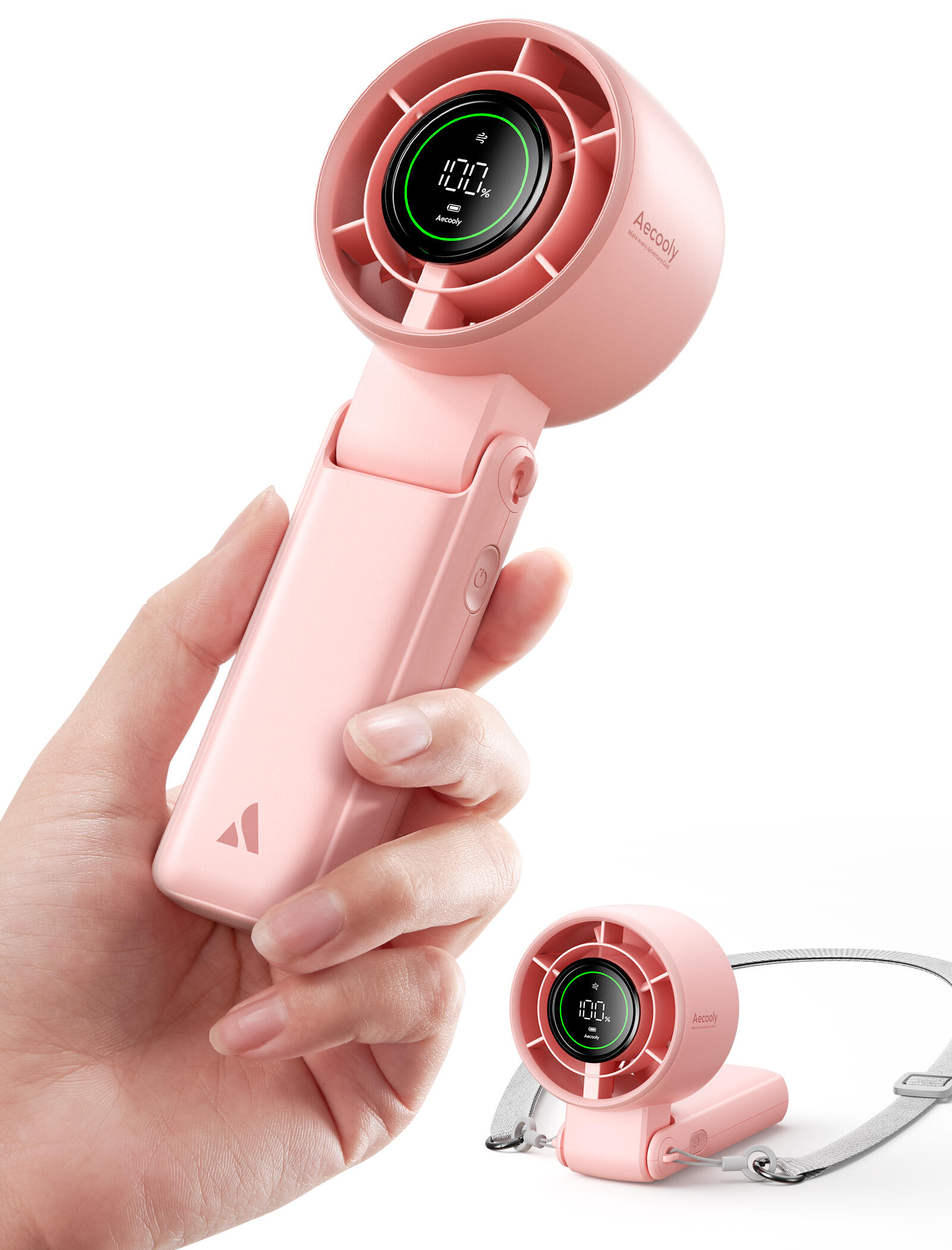 Tragbarer handventilator - kompakt, leicht - halo 02 - rosa 2/3