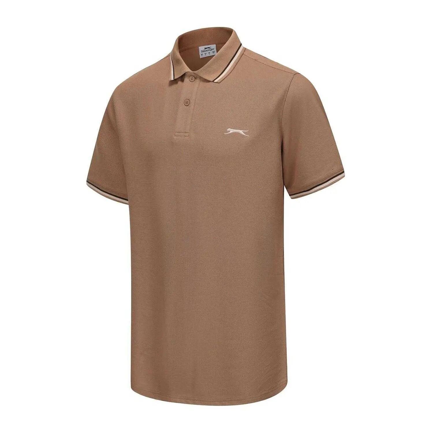 Polo Motif/style Rayure Contrastée Sur Bord Homme (Beige Foncé) 3/4