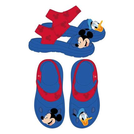 Sandalias de Playa Infantil Mickey de EVA con Cierre de Velcro Azul y Rojo