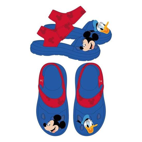 Sandalias de Playa Infantil Mickey de EVA con Cierre de Velcro Azul y Rojo