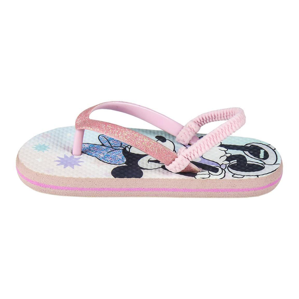 Chinelo infantil premium Minnie Mouse em EVA com tira lilás brilhante 3/4