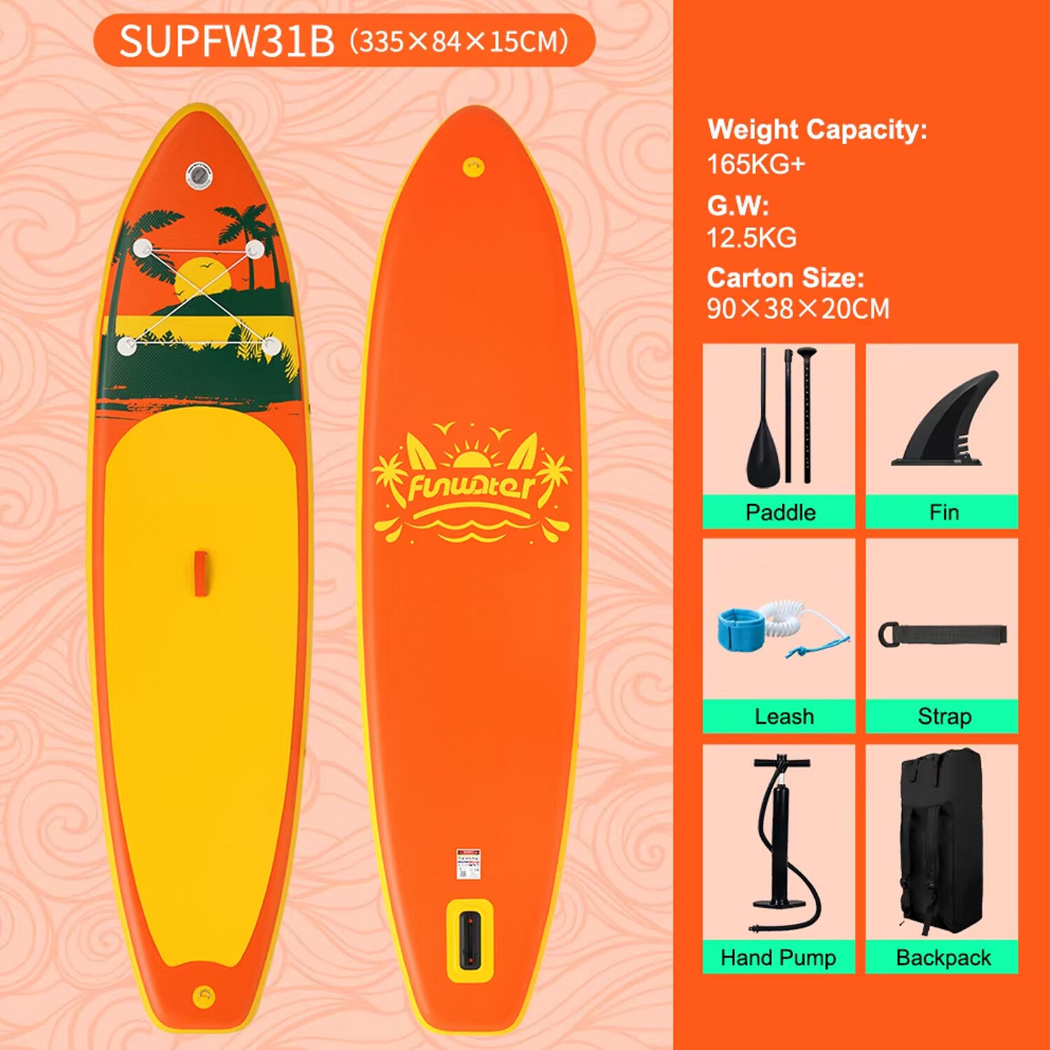 SUP Board Wide Stable Max 180kg 335x83x15cm SUPFW31B 4/6