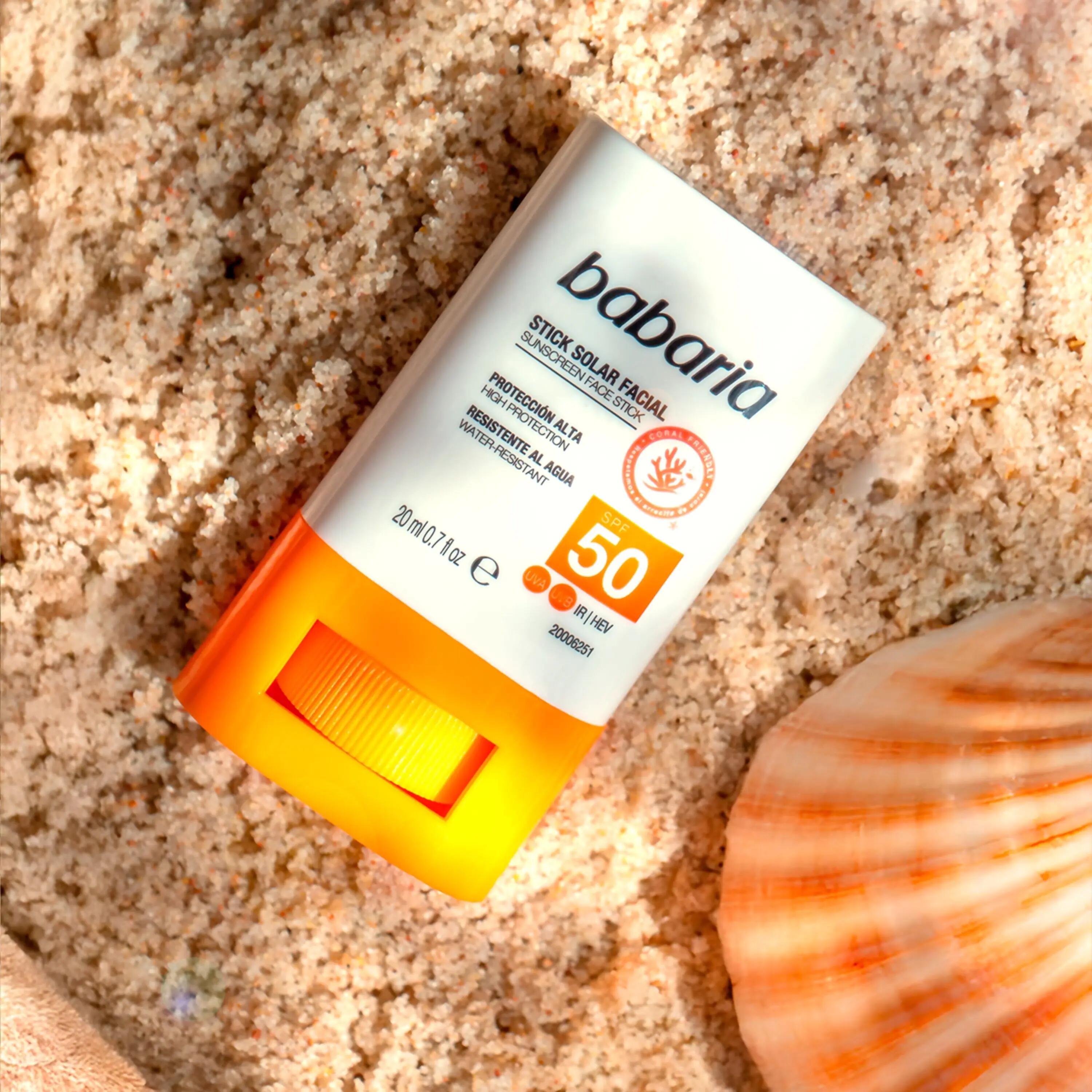 BABARIA Stick Solar Facial 50 + Aftersun + Protector Solar hydra 50 Cuerpo Spray 6/7