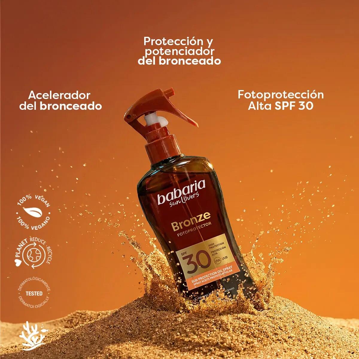 BABARIA Bronceador bronze Cuerpo con Protector Solar SPF30 en Spray Pack de 2 2/7