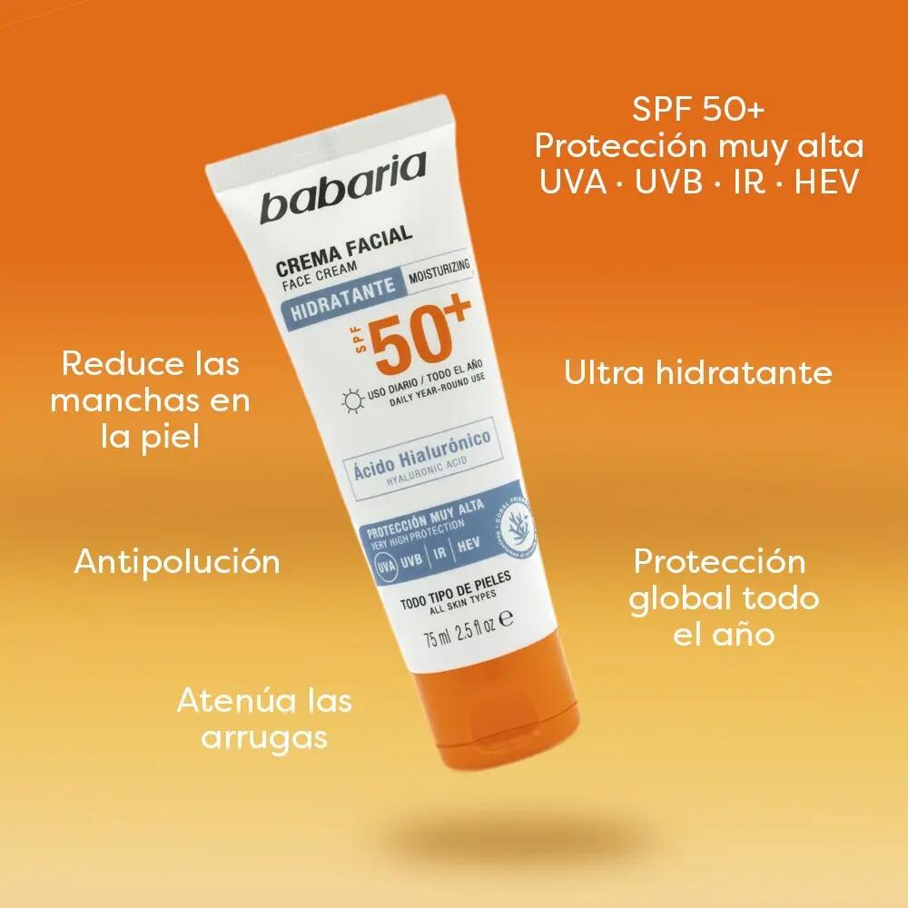 Babaria Protector Solar Facial 50 Hialurónico+ Protector Solar Hydra50 2/7
