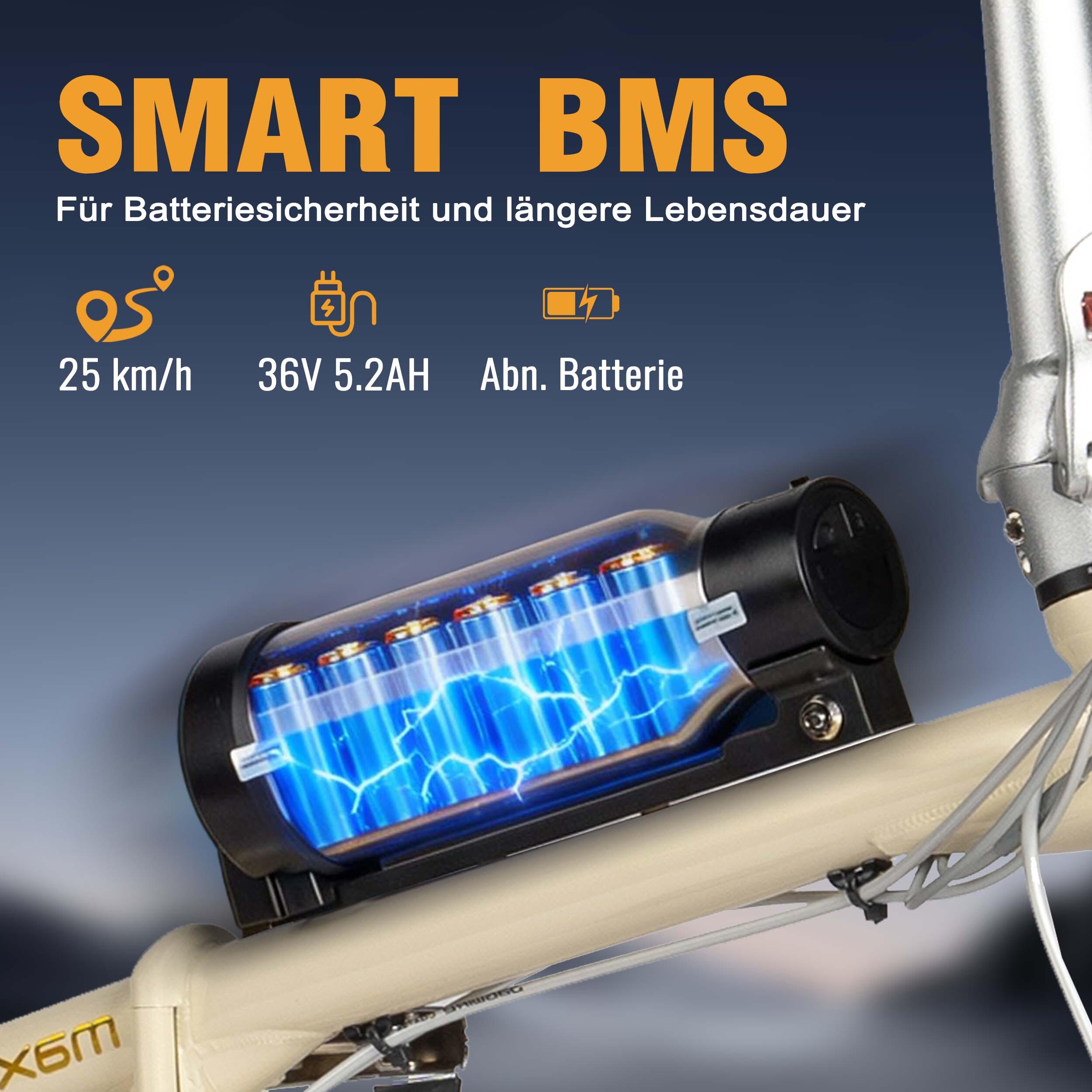 Vélo électrique léger Maxtron Smart20 – Moteur 250 W, batterie 36 V 5,2 Ah. 4/7